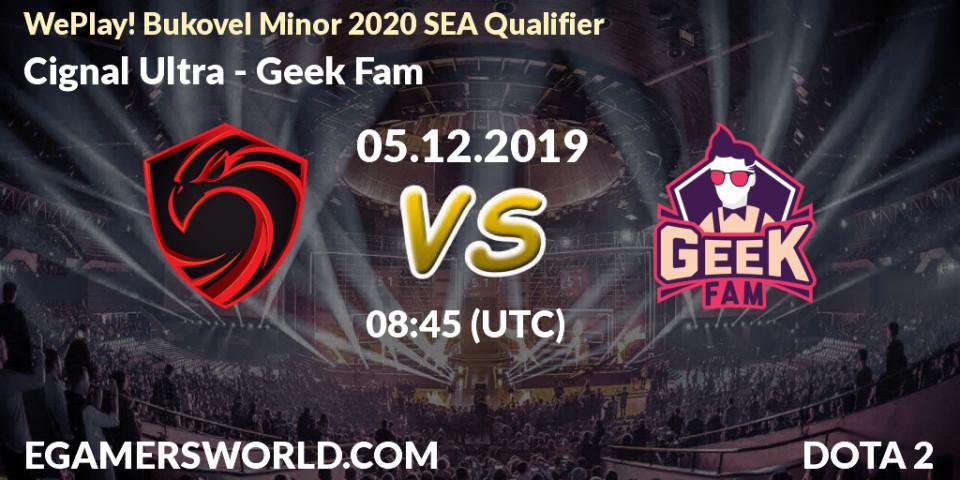 Prognose für das Spiel Cignal Ultra VS Geek Fam. 05.12.19. Dota 2 - WePlay! Bukovel Minor 2020 SEA Qualifier