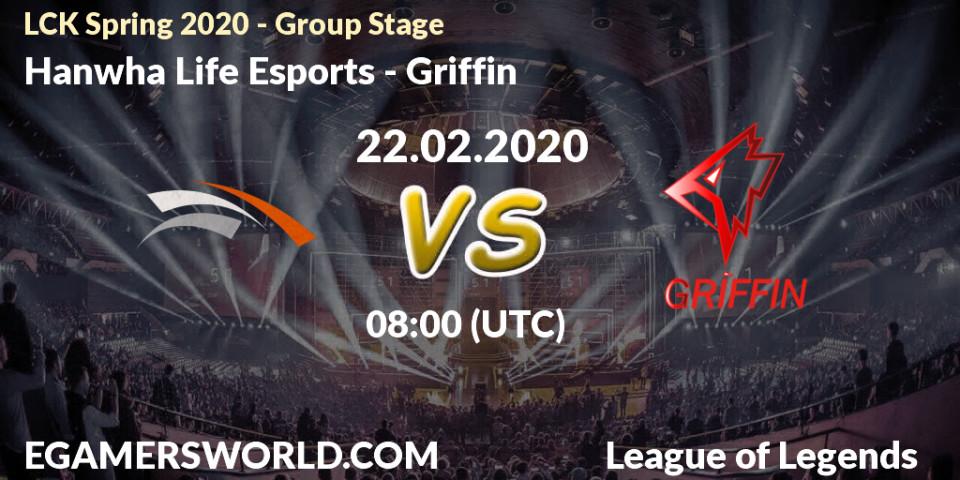 Prognose für das Spiel Hanwha Life Esports VS Griffin. 22.02.20. LoL - LCK Spring 2020 - Group Stage