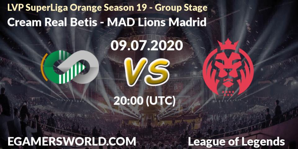 Prognose für das Spiel Cream Real Betis VS MAD Lions Madrid. 09.07.2020 at 18:00. LoL - LVP SuperLiga Orange Season 19 - Group Stage