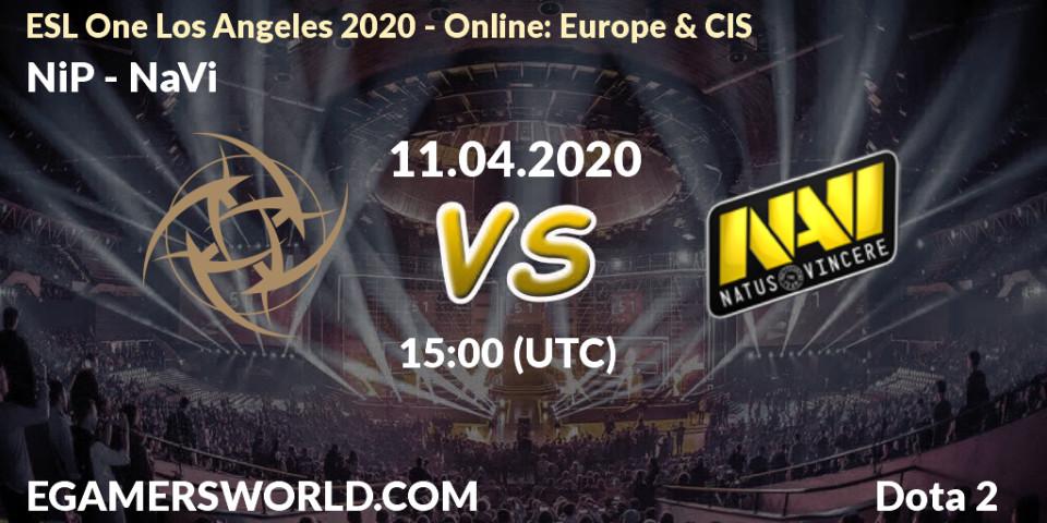 Prognose für das Spiel NiP VS NaVi. 11.04.2020 at 16:08. Dota 2 - ESL One Los Angeles 2020 - Online: Europe & CIS