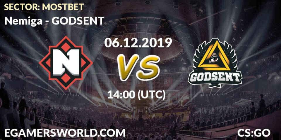 Prognose für das Spiel Nemiga VS GODSENT. 06.12.2019 at 14:00. Counter-Strike (CS2) - SECTOR: MOSTBET