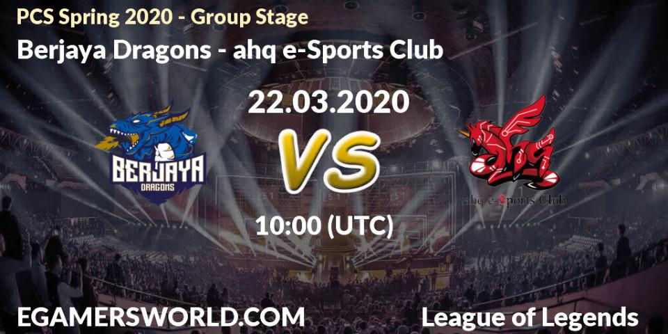 Prognose für das Spiel Berjaya Dragons VS ahq e-Sports Club. 22.03.20. LoL - PCS Spring 2020 - Group Stage