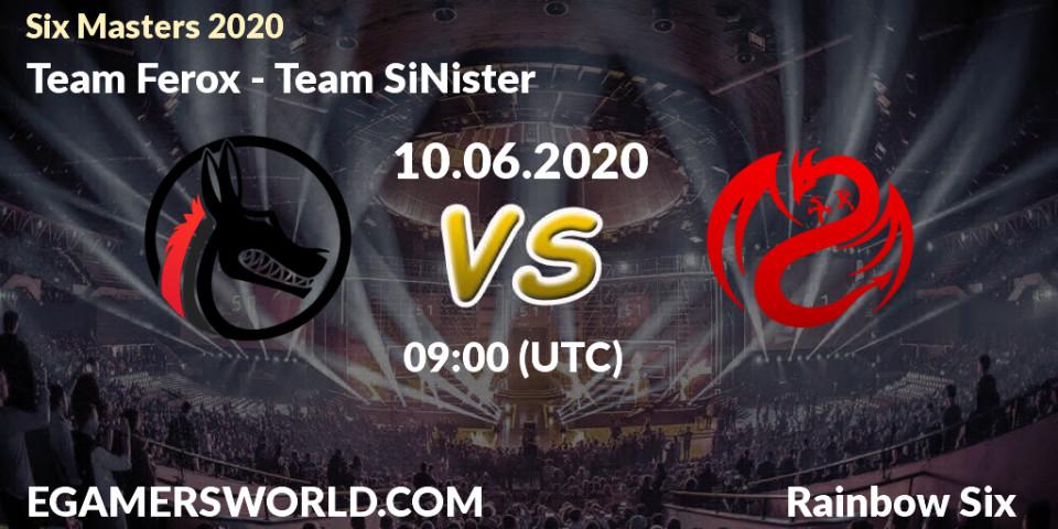 Prognose für das Spiel Team Ferox VS Team SiNister. 10.06.2020 at 09:00. Rainbow Six - Six Masters 2020
