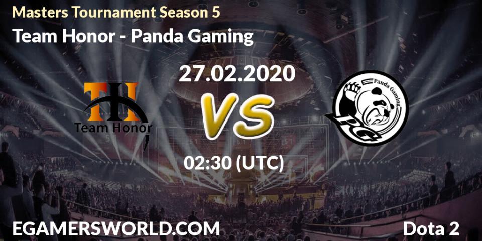 Prognose für das Spiel Team Honor VS Panda Gaming. 27.02.20. Dota 2 - Masters Tournament Season 5