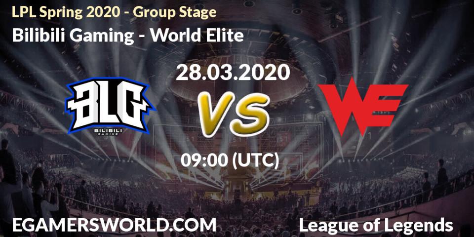 Prognose für das Spiel Bilibili Gaming VS World Elite. 28.03.20. LoL - LPL Spring 2020 - Group Stage (Week 1-4)
