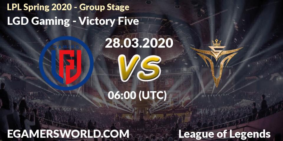 Prognose für das Spiel LGD Gaming VS Victory Five. 28.03.20. LoL - LPL Spring 2020 - Group Stage (Week 1-4)