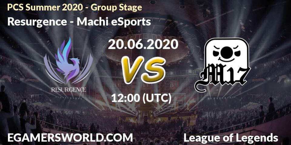 Prognose für das Spiel Resurgence VS Machi eSports. 20.06.2020 at 12:15. LoL - PCS Summer 2020 - Group Stage