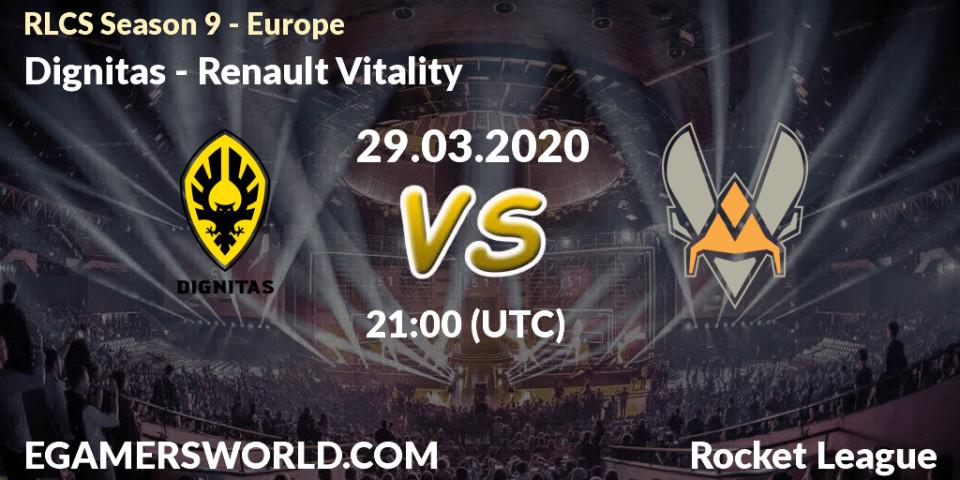 Prognose für das Spiel Dignitas VS Renault Vitality. 29.03.20. Rocket League - RLCS Season 9 - Europe