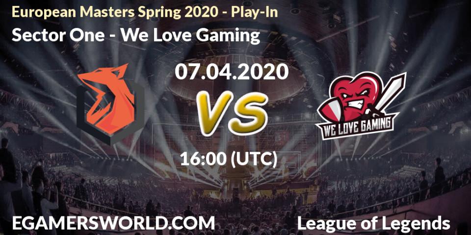 Prognose für das Spiel Sector One VS We Love Gaming. 08.04.20. LoL - European Masters Spring 2020 - Play-In