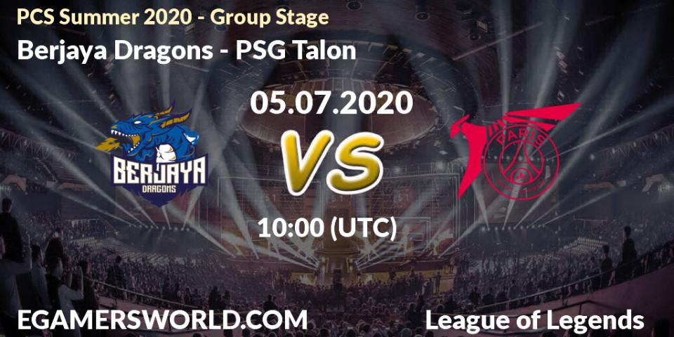 Prognose für das Spiel Berjaya Dragons VS PSG Talon. 05.07.2020 at 10:00. LoL - PCS Summer 2020 - Group Stage