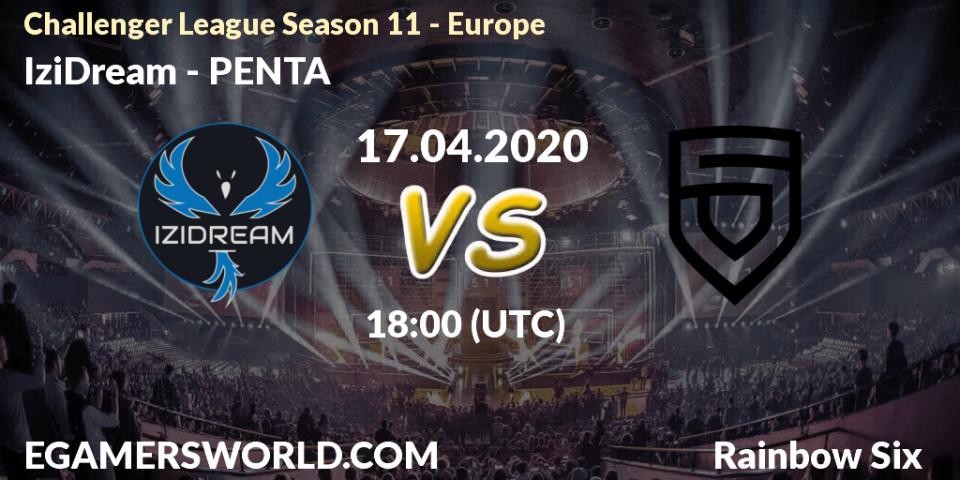 Prognose für das Spiel IziDream VS PENTA. 17.04.20. Rainbow Six - Challenger League Season 11 - Europe