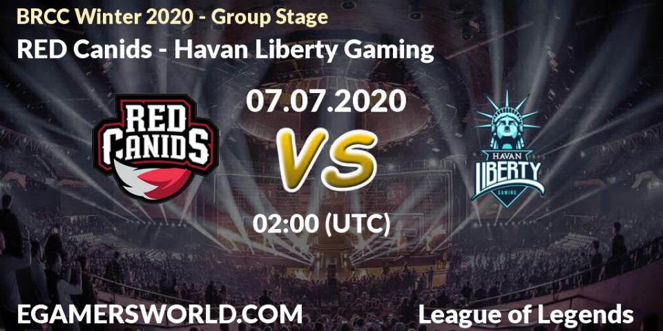 Prognose für das Spiel RED Canids VS Havan Liberty Gaming. 07.07.20. LoL - BRCC Winter 2020 - Group Stage