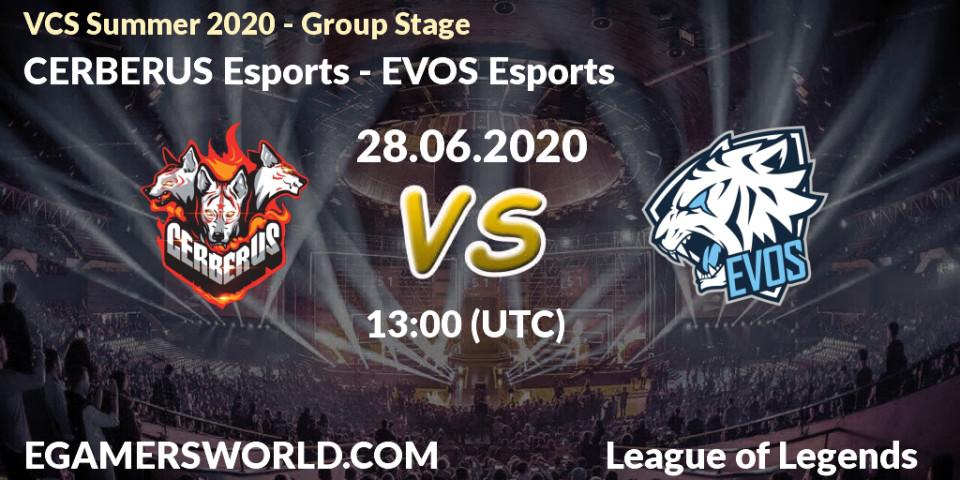 Prognose für das Spiel CERBERUS Esports VS EVOS Esports. 28.06.20. LoL - VCS Summer 2020 - Group Stage