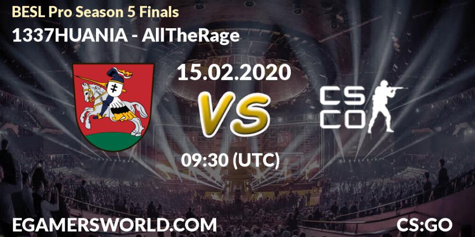 Prognose für das Spiel 1337HUANIA VS AllTheRage. 15.02.20. CS2 (CS:GO) - BESL Pro Season 5 Finals