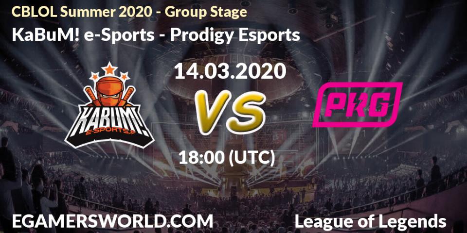 Prognose für das Spiel KaBuM! e-Sports VS Prodigy Esports. 14.03.2020 at 18:00. LoL - CBLOL Summer 2020 - Group Stage
