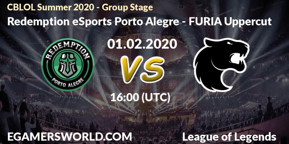 Prognose für das Spiel Redemption eSports Porto Alegre VS FURIA Uppercut. 01.02.20. LoL - CBLOL Summer 2020 - Group Stage