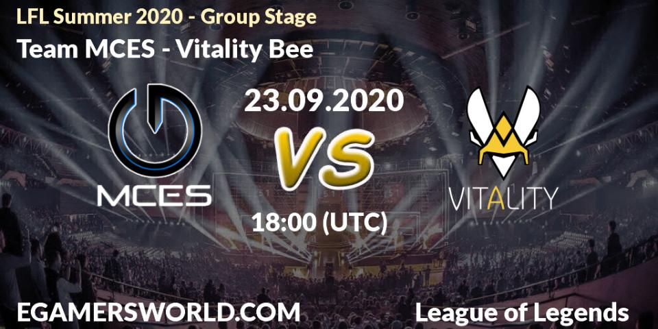 Prognose für das Spiel Team MCES VS Vitality Bee. 23.09.20. LoL - LFL Summer 2020 - Group Stage