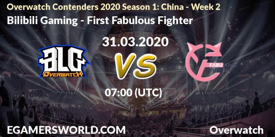 Prognose für das Spiel Bilibili Gaming VS First Fabulous Fighter. 31.03.20. Overwatch - Overwatch Contenders 2020 Season 1: China - Week 2