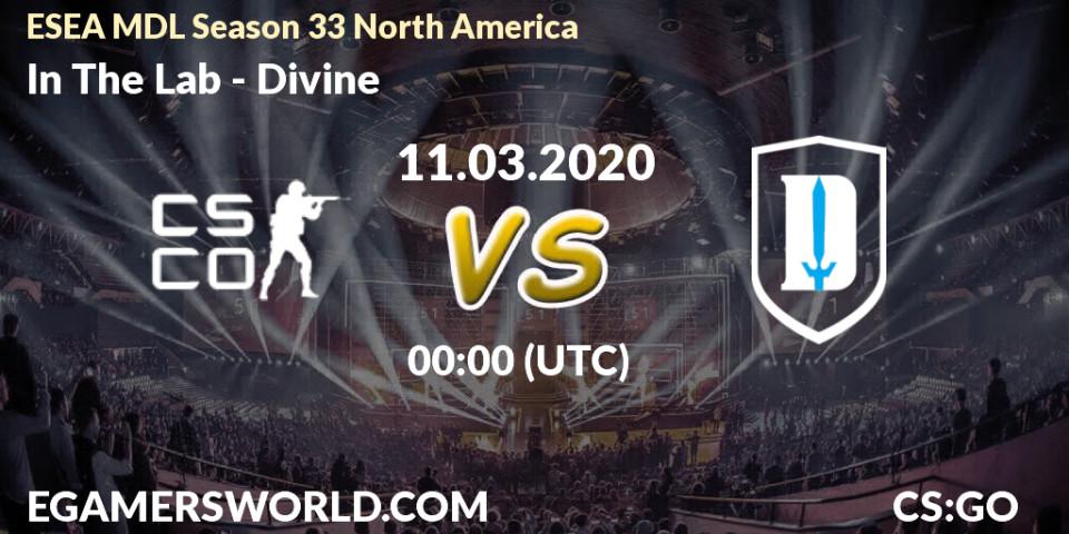 Prognose für das Spiel In The Lab VS Divine. 11.03.20. CS2 (CS:GO) - ESEA MDL Season 33 North America