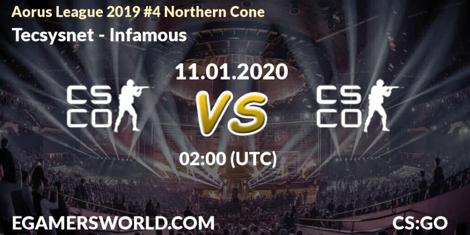 Prognose für das Spiel Tecsysnet VS Infamous. 11.01.2020 at 02:00. Counter-Strike (CS2) - Aorus League 2019 #4 Northern Cone