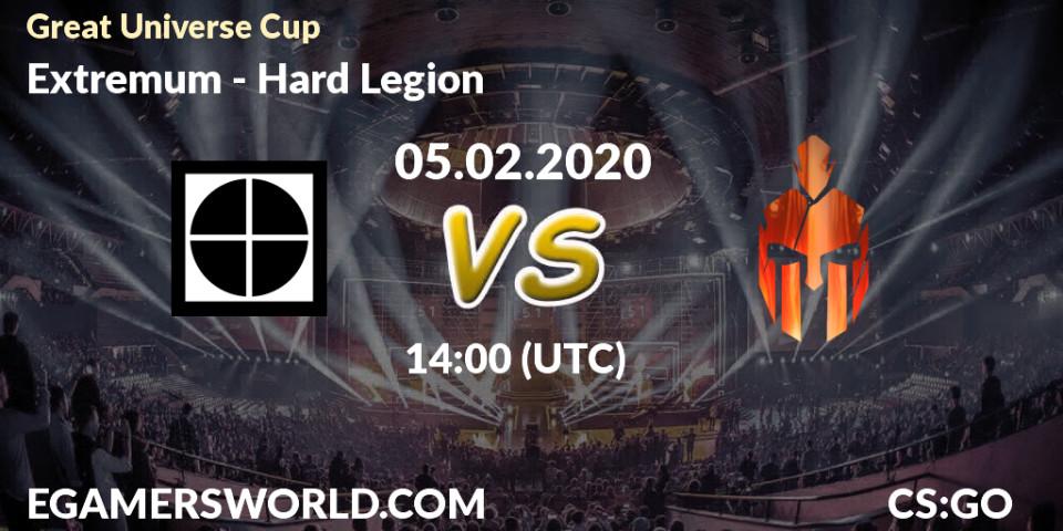 Prognose für das Spiel Extremum VS Hard Legion. 05.02.20. CS2 (CS:GO) - Great Universe Cup