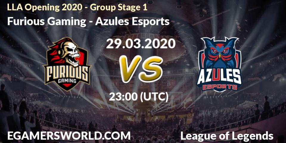 Prognose für das Spiel Furious Gaming VS Azules Esports. 29.03.2020 at 23:00. LoL - LLA Opening 2020 - Group Stage 1