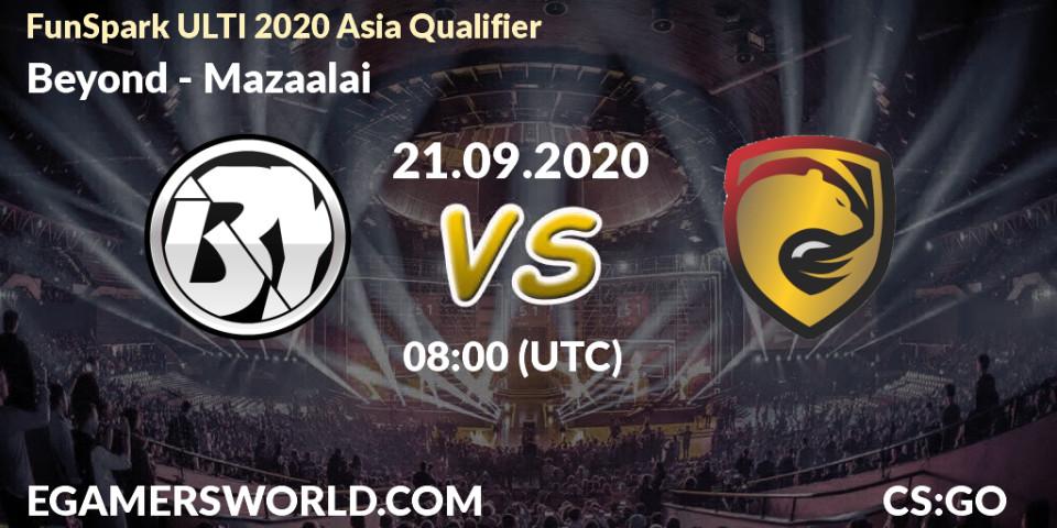 Prognose für das Spiel Beyond VS Mazaalai. 21.09.20. CS2 (CS:GO) - FunSpark ULTI 2020 Asia Qualifier