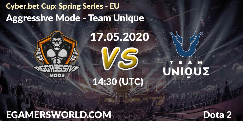 Prognose für das Spiel Aggressive Mode VS Team Unique. 17.05.20. Dota 2 - Cyber.bet Cup: Spring Series - EU