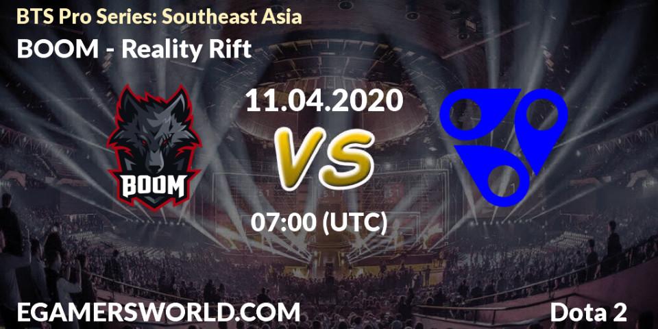 Prognose für das Spiel BOOM VS Reality Rift. 11.04.2020 at 07:00. Dota 2 - BTS Pro Series: Southeast Asia