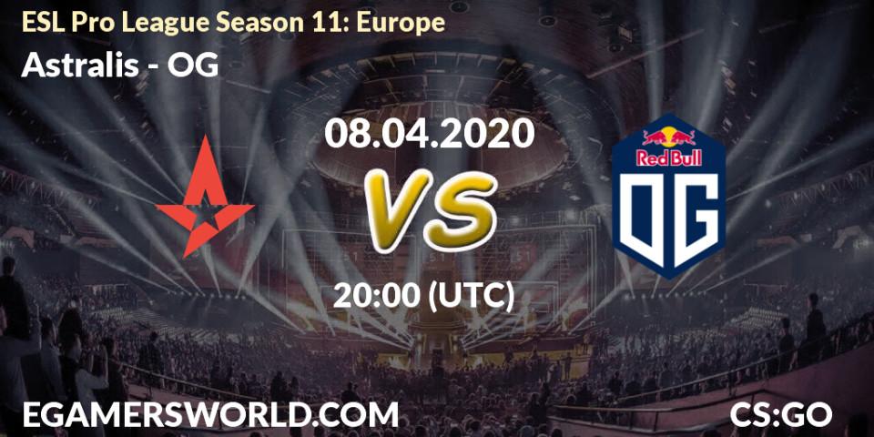 Prognose für das Spiel Astralis VS OG. 08.04.20. CS2 (CS:GO) - ESL Pro League Season 11: Europe