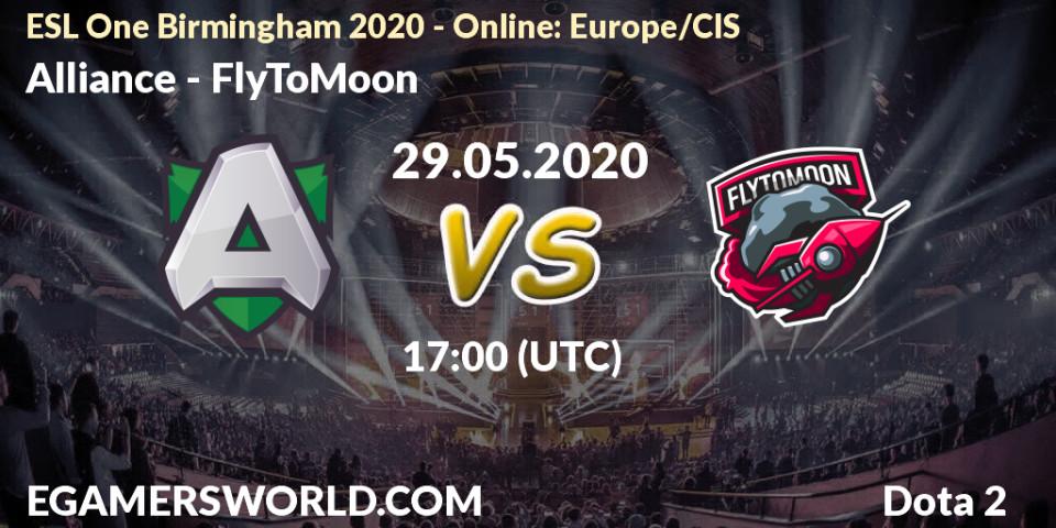 Prognose für das Spiel Alliance VS FlyToMoon. 29.05.20. Dota 2 - ESL One Birmingham 2020 - Online: Europe/CIS