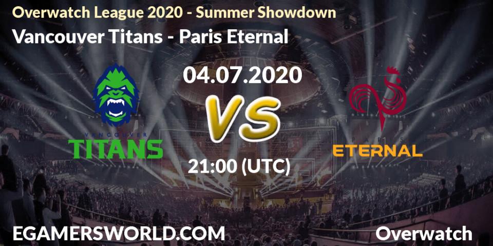 Prognose für das Spiel Vancouver Titans VS Paris Eternal. 04.07.20. Overwatch - Overwatch League 2020 - Summer Showdown