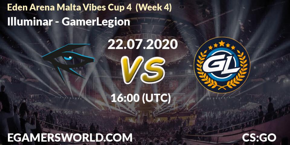 Prognose für das Spiel Illuminar VS GamerLegion. 22.07.2020 at 16:00. Counter-Strike (CS2) - Eden Arena Malta Vibes Cup 4 (Week 4)
