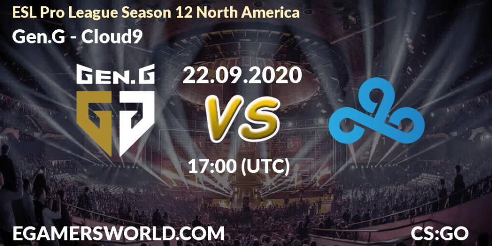 Prognose für das Spiel Gen.G VS Cloud9. 22.09.20. CS2 (CS:GO) - ESL Pro League Season 12 North America