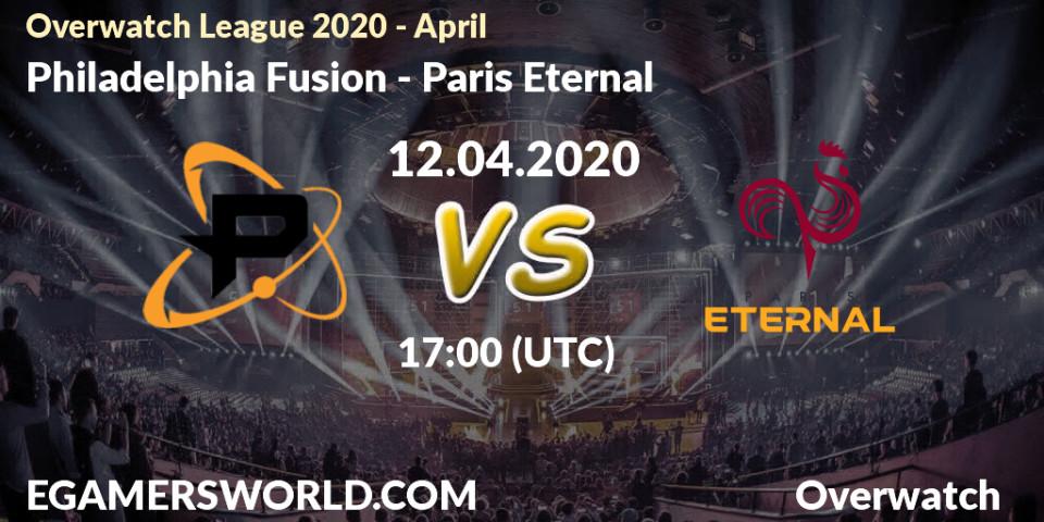 Prognose für das Spiel Philadelphia Fusion VS Paris Eternal. 11.04.20. Overwatch - Overwatch League 2020 - April