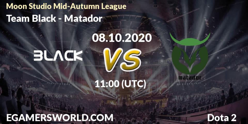 Prognose für das Spiel Team Black VS Matador. 08.10.20. Dota 2 - Moon Studio Mid-Autumn League