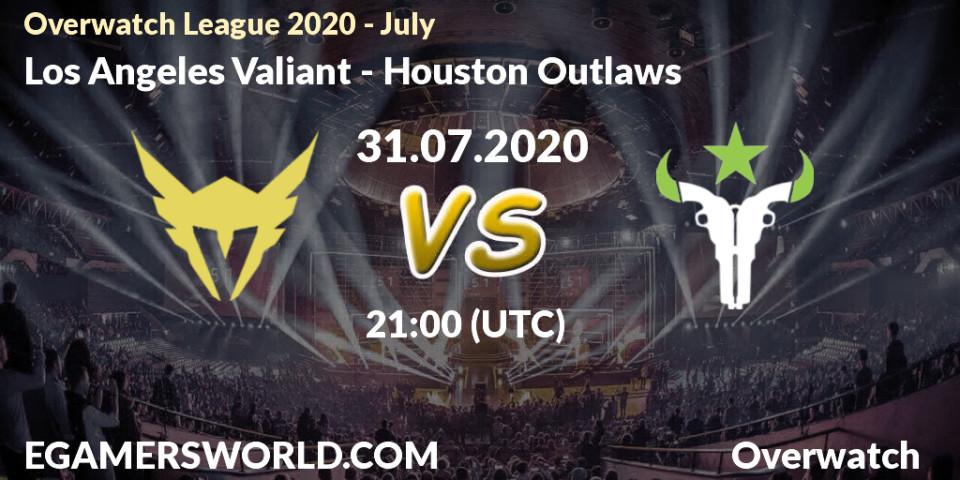 Prognose für das Spiel Los Angeles Valiant VS Houston Outlaws. 31.07.20. Overwatch - Overwatch League 2020 - July