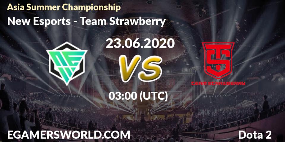 Prognose für das Spiel New Esports VS Team Strawberry. 23.06.20. Dota 2 - Asia Summer Championship