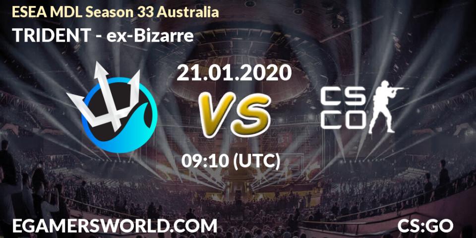 Prognose für das Spiel TRIDENT VS ex-Bizarre. 21.01.20. CS2 (CS:GO) - ESEA MDL Season 33 Australia