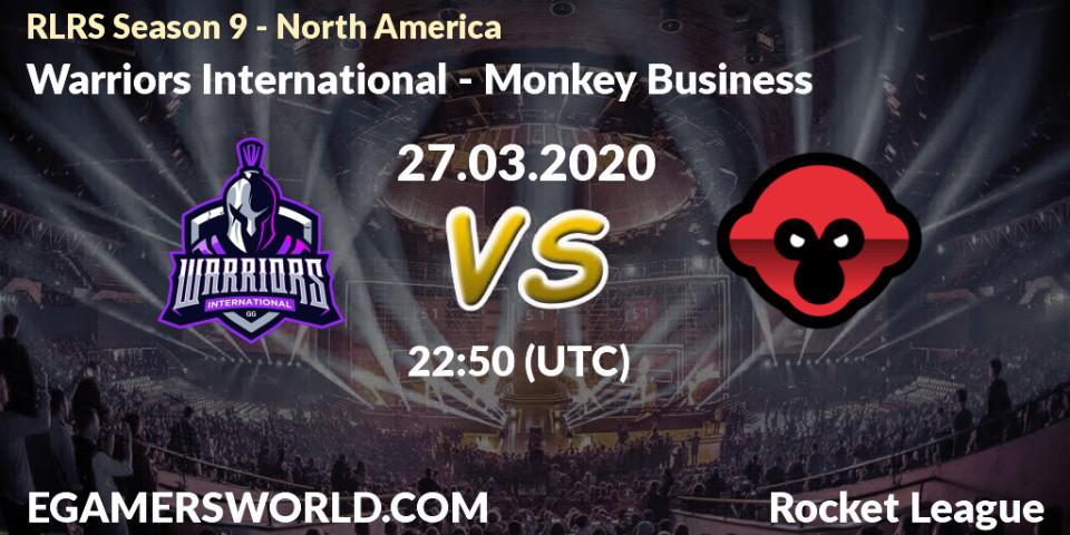 Prognose für das Spiel Warriors International VS Monkey Business. 27.03.20. Rocket League - RLRS Season 9 - North America
