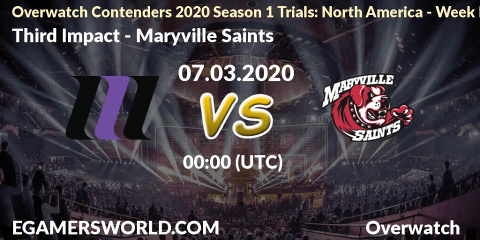 Prognose für das Spiel Third Impact VS Maryville Saints. 07.03.20. Overwatch - Overwatch Contenders 2020 Season 1 Trials: North America - Week 1