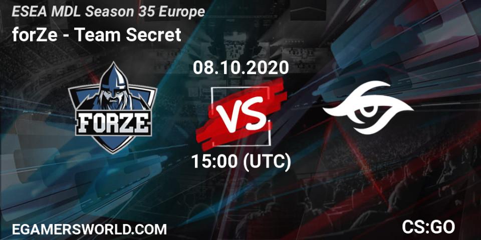 Prognose für das Spiel forZe VS Team Secret. 08.10.20. CS2 (CS:GO) - ESEA MDL Season 35 Europe
