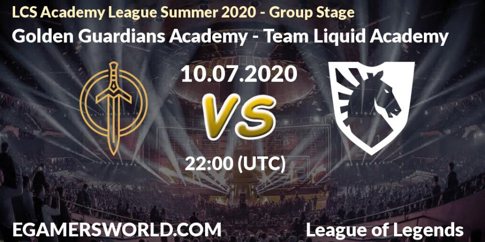 Prognose für das Spiel Golden Guardians Academy VS Team Liquid Academy. 10.07.2020 at 22:00. LoL - LCS Academy League Summer 2020 - Group Stage