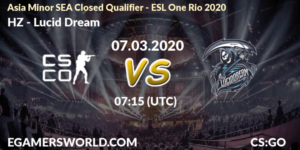 Prognose für das Spiel HZ VS Lucid Dream. 07.03.20. CS2 (CS:GO) - Asia Minor SEA Closed Qualifier - ESL One Rio 2020