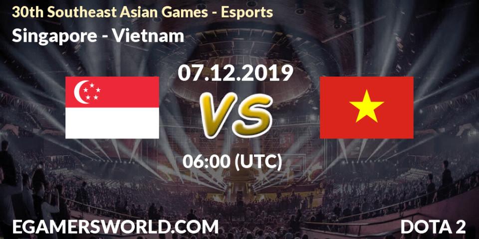 Prognose für das Spiel Singapore VS Vietnam. 07.12.2019 at 09:00. Dota 2 - 30th Southeast Asian Games - Esports