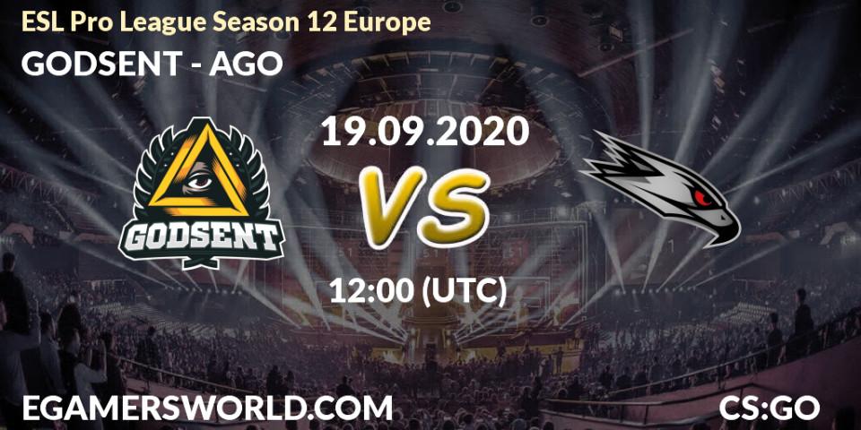 Prognose für das Spiel GODSENT VS AGO. 19.09.20. CS2 (CS:GO) - ESL Pro League Season 12 Europe
