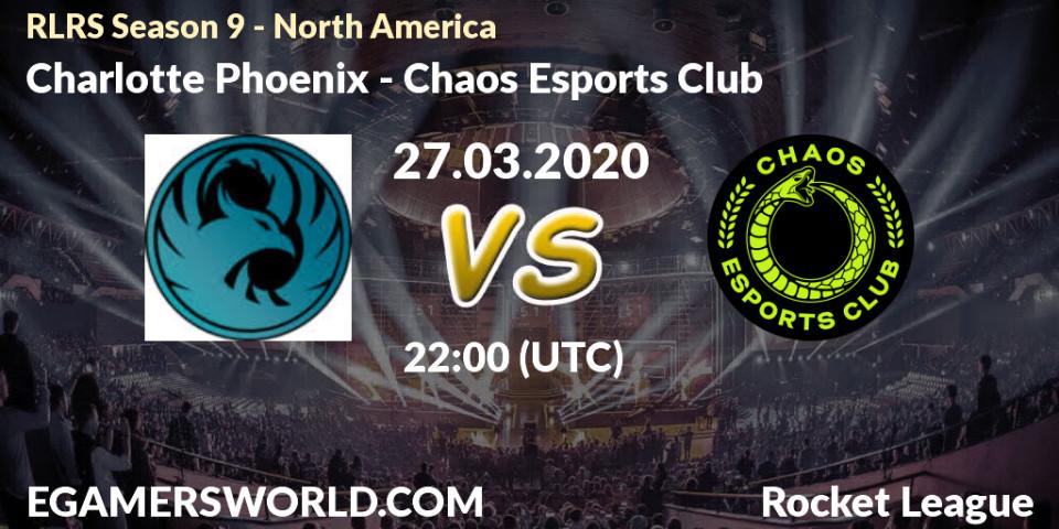 Prognose für das Spiel Charlotte Phoenix VS Chaos Esports Club. 28.03.20. Rocket League - RLRS Season 9 - North America