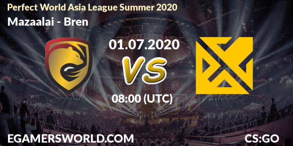 Prognose für das Spiel Mazaalai VS Bren. 01.07.2020 at 08:00. Counter-Strike (CS2) - Perfect World Asia League Summer 2020