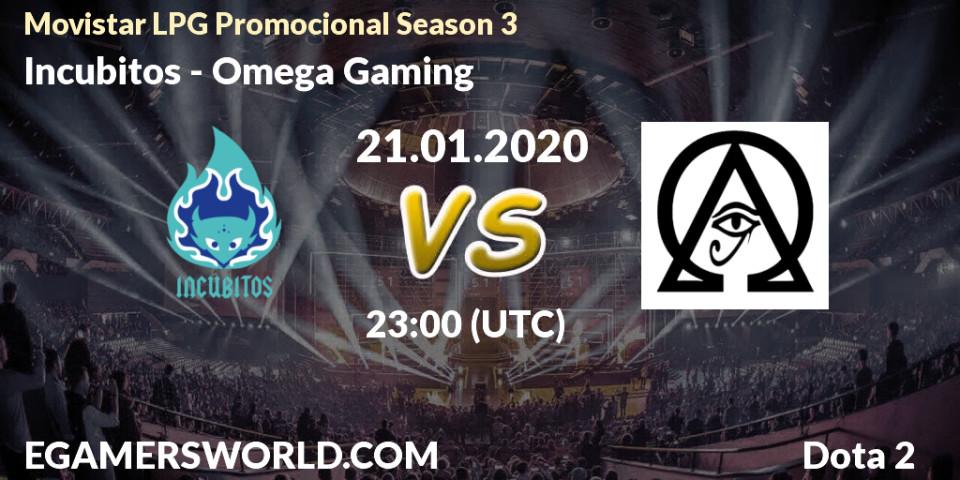 Prognose für das Spiel Incubitos VS Omega Gaming. 21.01.20. Dota 2 - Movistar LPG Promocional Season 3