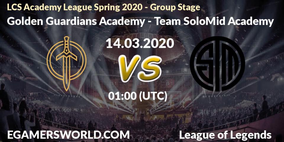 Prognose für das Spiel Golden Guardians Academy VS Team SoloMid Academy. 19.03.2020 at 19:00. LoL - LCS Academy League Spring 2020 - Group Stage